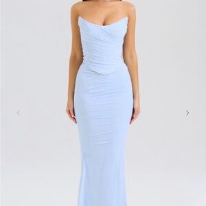 Elegant Light Blue Strapless Dress